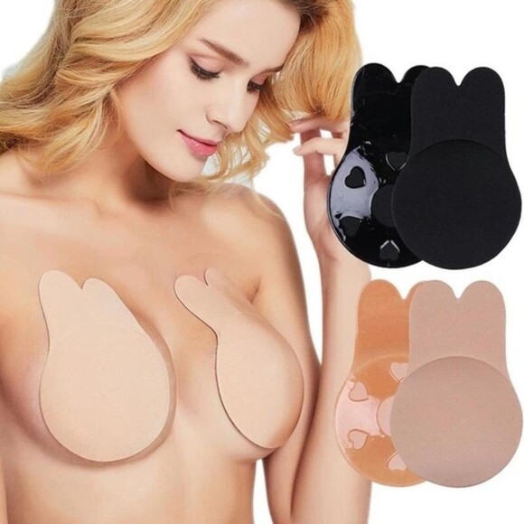 Nude Push Up Self Adhesive Silicone Strapless Invisible Bra Reusable AB Cup - Picture 1 of 3